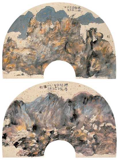 刘诗东 2005年作 扇面（两帧） 立轴